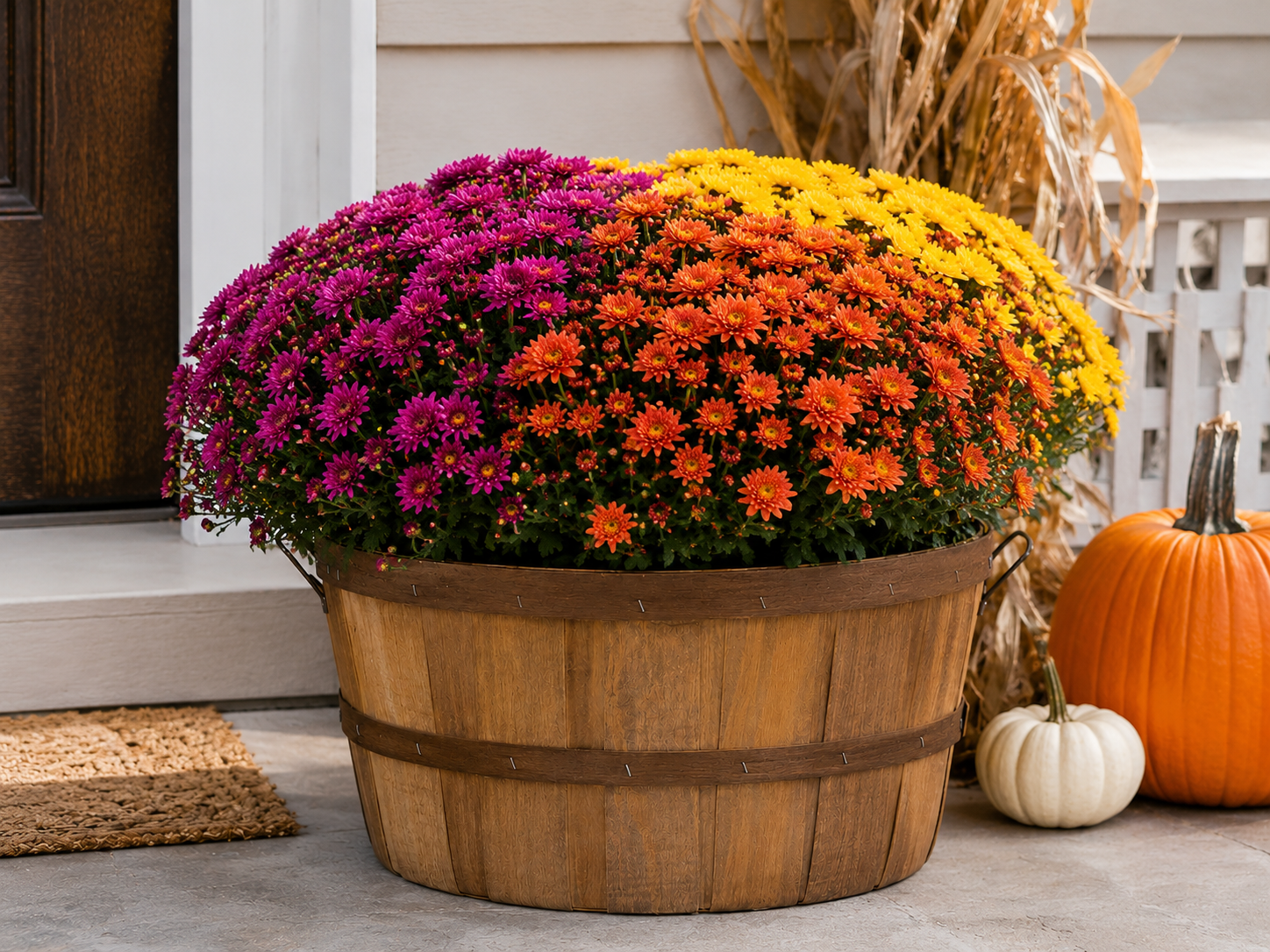 Tri-color Potted Mum, 15