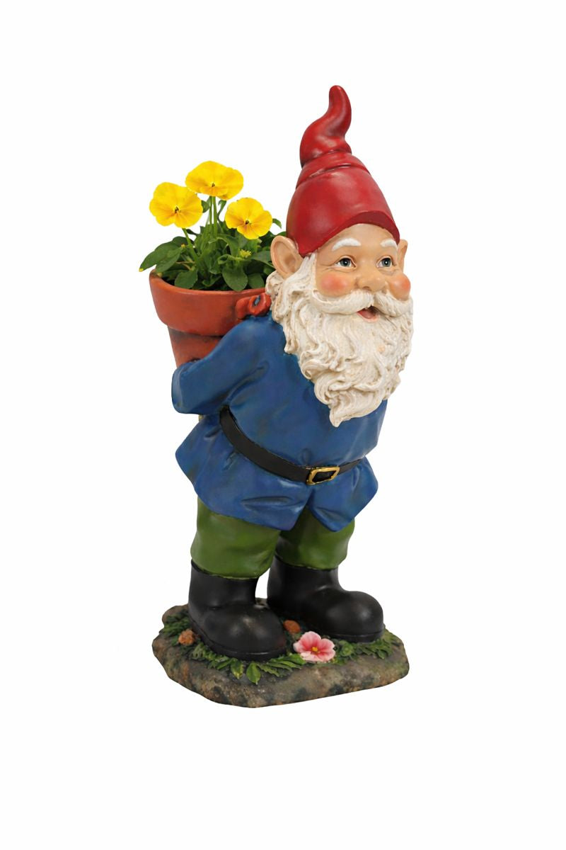 Gnome w/Flower Pot, 15"