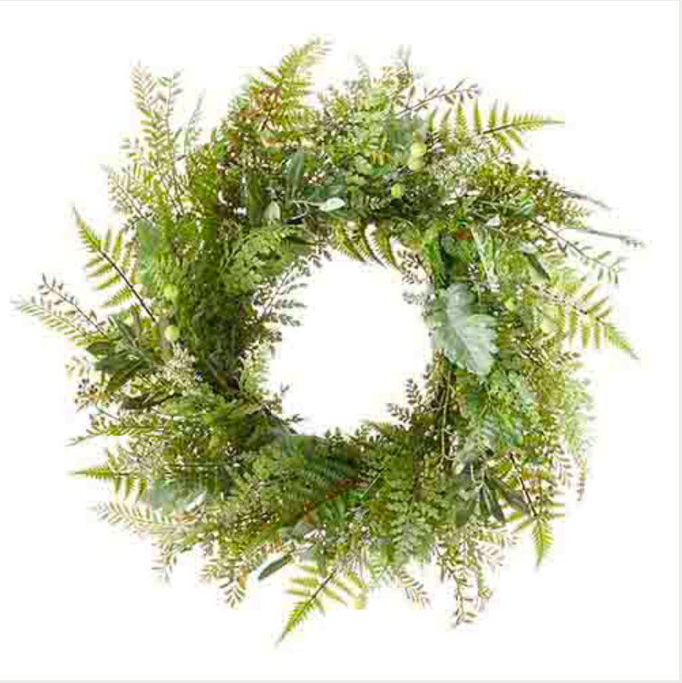 Mixed Fern Wreath, 28"