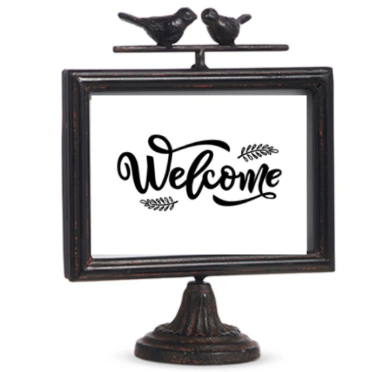 Bird Perch Welcome Frame, 8.5"