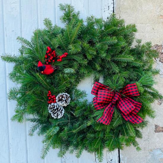 Cardinal Buffalo Plaid Wreath