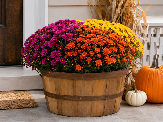 Tri-color Potted Mum, 15"