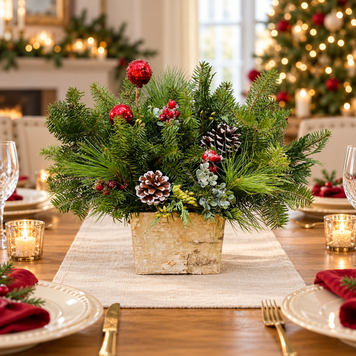 Birch Box Red Centerpiece