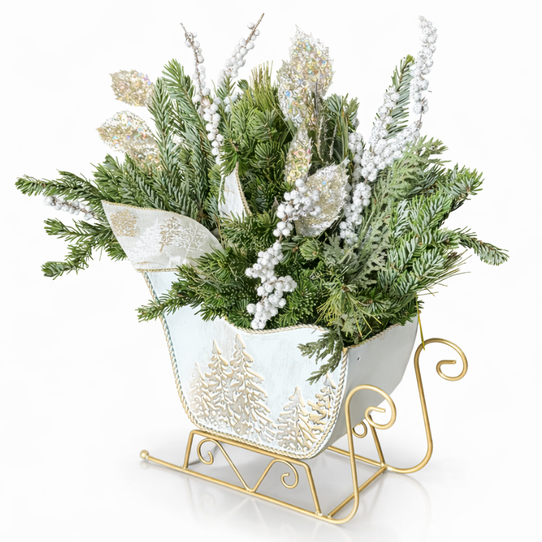 Gold Sleigh Centerpiece, 7.25"