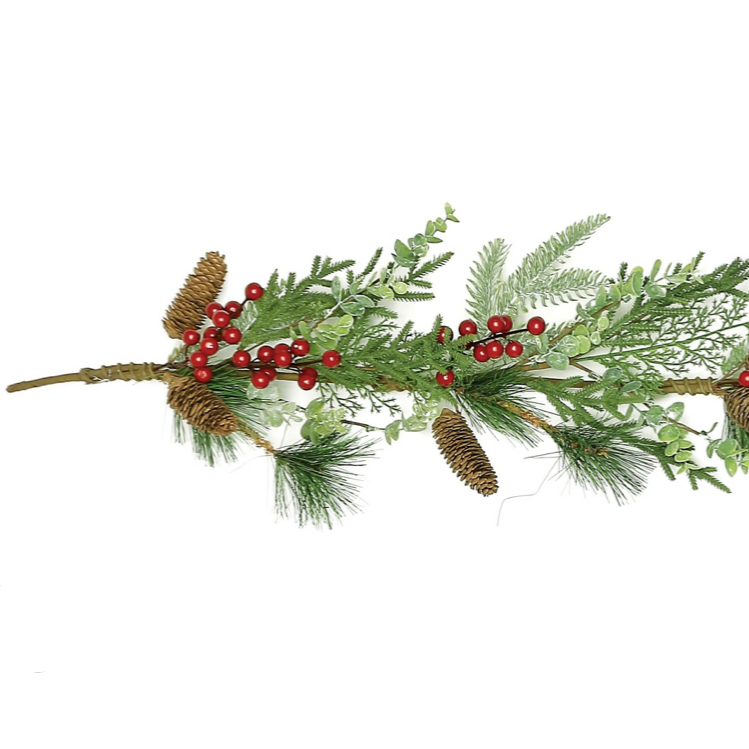 Berry, Cedar & Pine Artificial Garland, 60"-Seasonal Decor-Simple and Grand-Simple and Grand